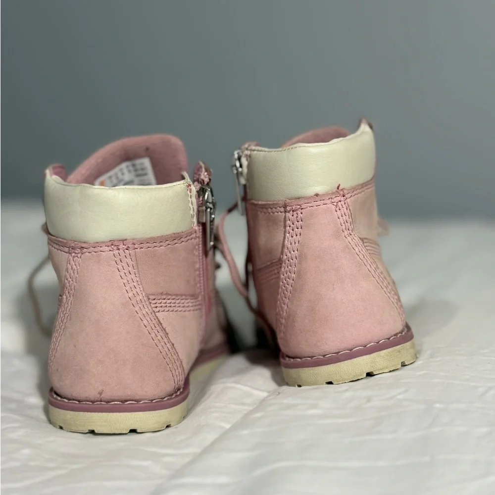 Timberland - Girls -  Pink and White High-Top Boots - size 8